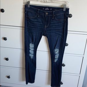 Ripped, dark wash Hollister cropped jeggings